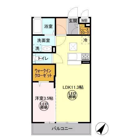 パークドプランタンB(1LDK/1階)の間取り写真