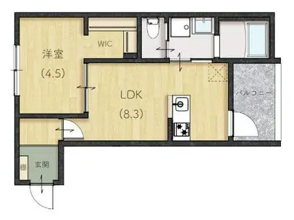 AVENIR塩冶(1LDK/3階)の間取り写真
