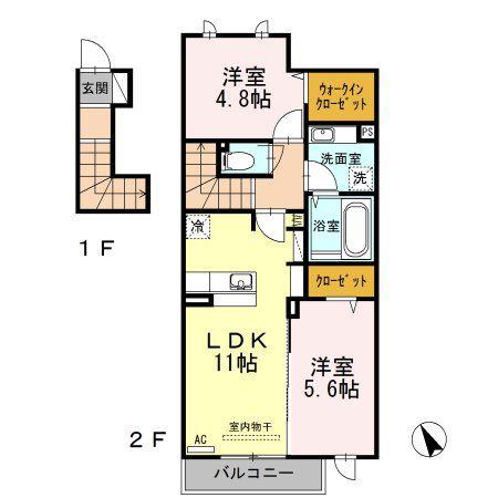 イルフトゥーロ(2LDK/2階)の間取り写真