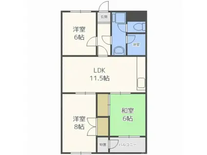第2パールハイム(4LDK/3階)の間取り写真