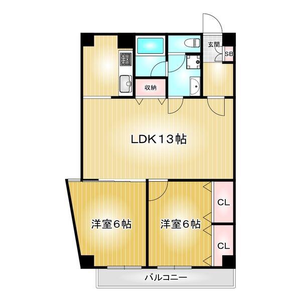 シンエーハイツ千種(2LDK/8階)の間取り写真
