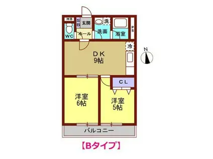 ラ・メール(2DK/5階)の間取り写真