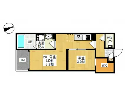 REGALEST 奥田本町II(1LDK/3階)の間取り写真
