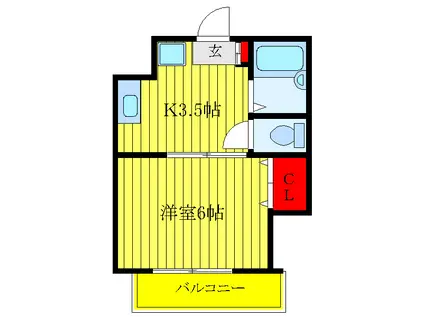 ドミール十條(1K/1階)の間取り写真