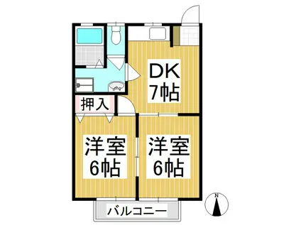 パル ヨナモチ A棟(2DK/2階)の間取り写真