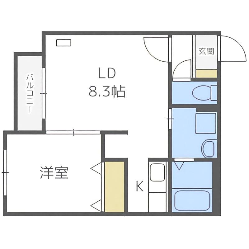 LIBERTY COURT(1LDK/3階)の間取り写真