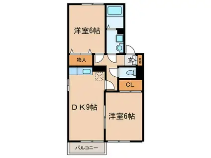 アスプロ A(2DK/1階)の間取り写真