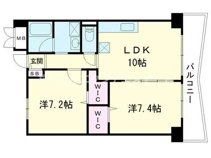 サントル・リヴァージュ参番館(2LDK/5階)の間取り写真