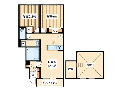ベル リード(2LDK/1階)の間取り写真