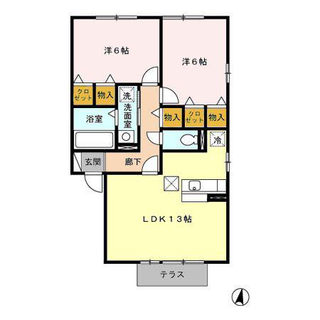 メイユール 各務野(2LDK/1階)の間取り写真