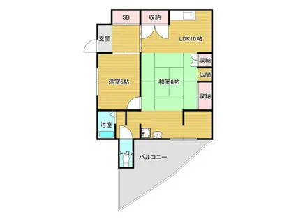 オーロ モンテ・ドゥエ(1LDK/1階)の間取り写真