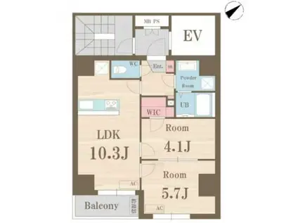LATIAS京橋(2LDK/5階)の間取り写真