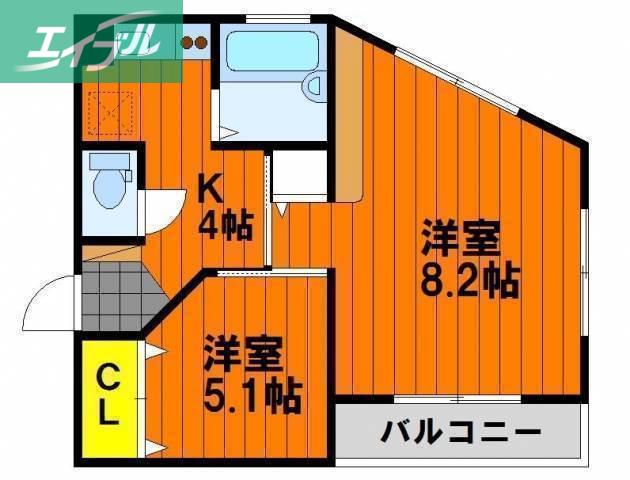 カルム厚生町(2K/4階)の間取り写真