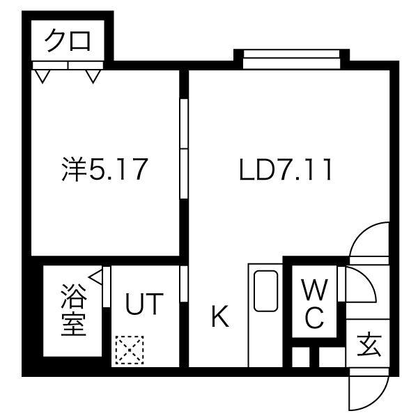 ドミール小樽(1LDK/2階)の間取り写真