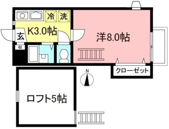 メゾンドール(1K/2階)の間取り写真
