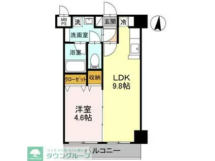 南越谷しののめ(1LDK/2階)の間取り写真