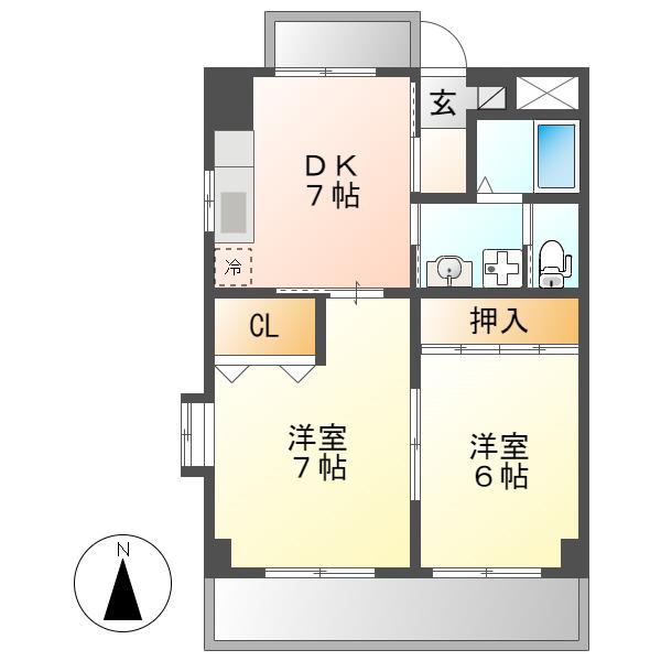 鈴木ビル(2DK/3階)の間取り写真