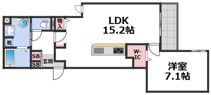 スペチアーレ平野西(1LDK/1階)の間取り写真