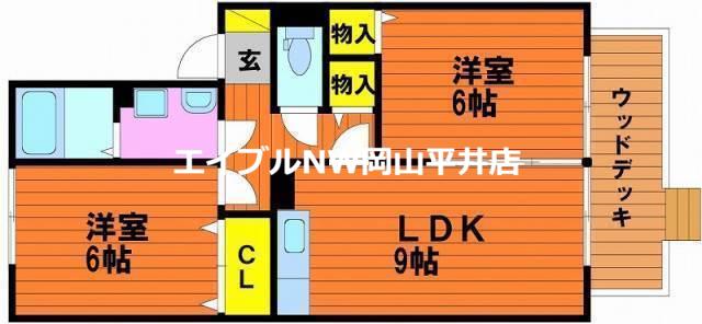 ピュアメゾン西大寺(2LDK/1階)の間取り写真