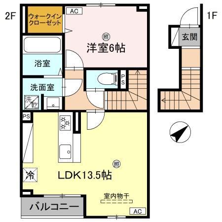 CASA LIBER(1LDK/2階)の間取り写真