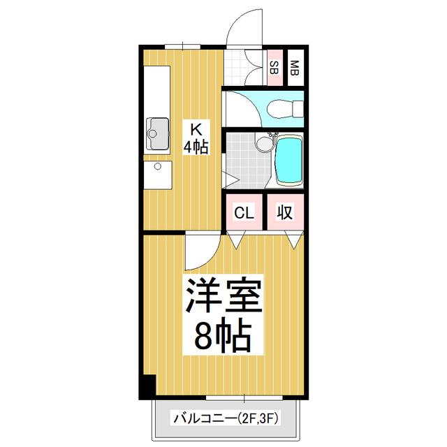 サンサイド8(1K/3階)の間取り写真