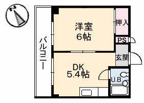 金子ビル(1DK/3階)の間取り写真