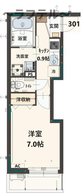 サンライズ寿町(1K/3階)の間取り写真