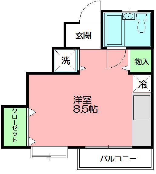 ハイツ大仏坂(ワンルーム/1階)の間取り写真
