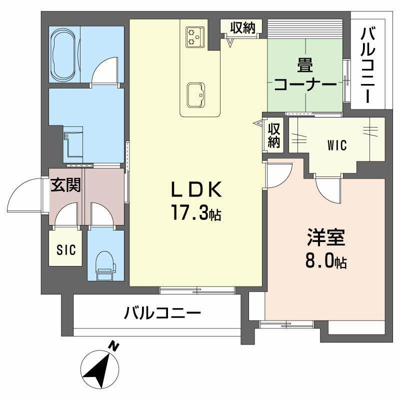 シャーメゾン レビリオ(1LDK/2階)の間取り写真
