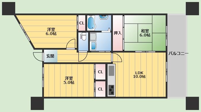 GRANPINO柴原(3LDK/2階)の間取り写真