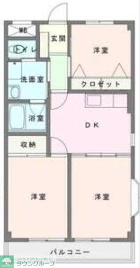 グリーンパレスケント(3DK/1階)の間取り写真