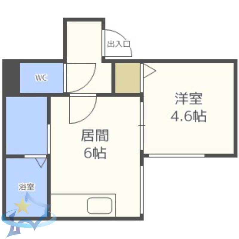 ヴィレッジ円山(1DK/3階)の間取り写真