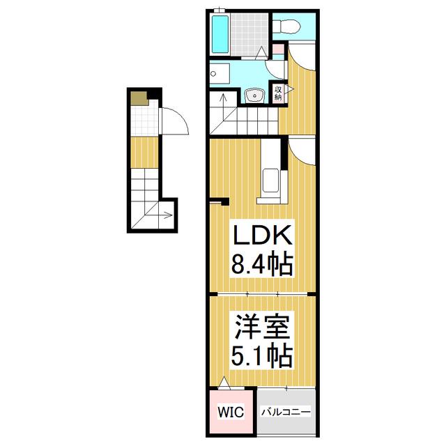 フローラル・A棟(1LDK/2階)の間取り写真
