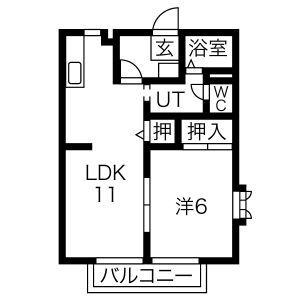 マリアージュA(1LDK/2階)の間取り写真