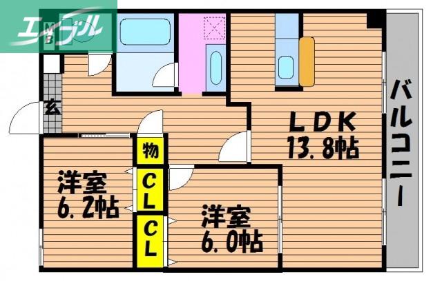 AZA才ノ免(2LDK/2階)の間取り写真