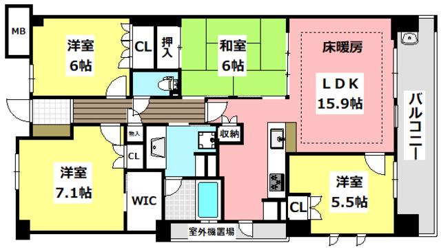 ミリカ・ヒルズ1街区D棟(4LDK/10階)の間取り写真