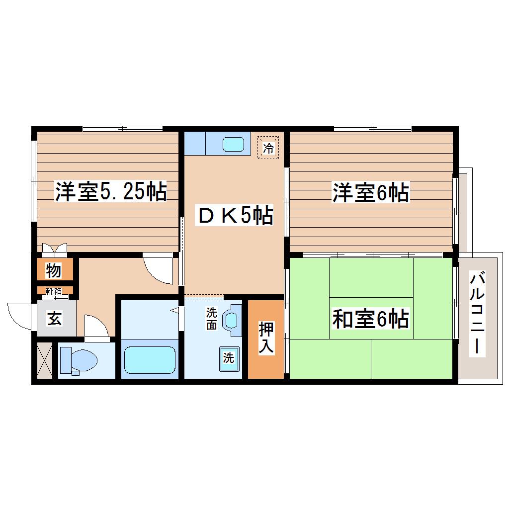 カーサ青山(3DK/2階)の間取り写真