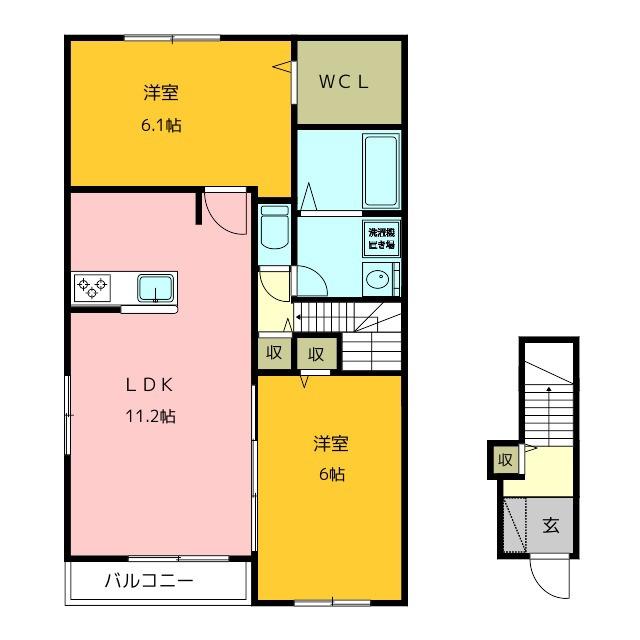 エクセランVIII(2LDK/2階)の間取り写真
