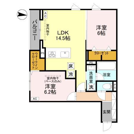 ALCAZAR(2LDK/1階)の間取り写真