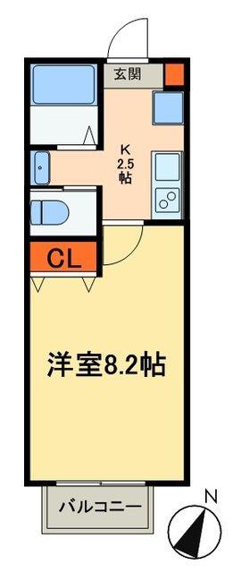 キャメル松戸5B(1K/1階)の間取り写真