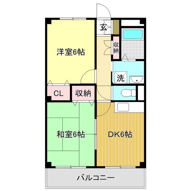 ベルジュ西久万(2DK/1階)の間取り写真