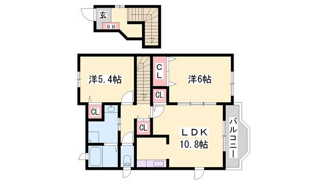 メゾン・ラフィネ(2LDK/2階)の間取り写真