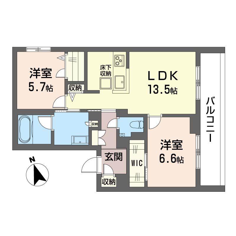 セントリビエ湘南台(2LDK/1階)の間取り写真