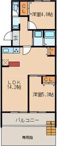 レジデンス21(2LDK/1階)の間取り写真