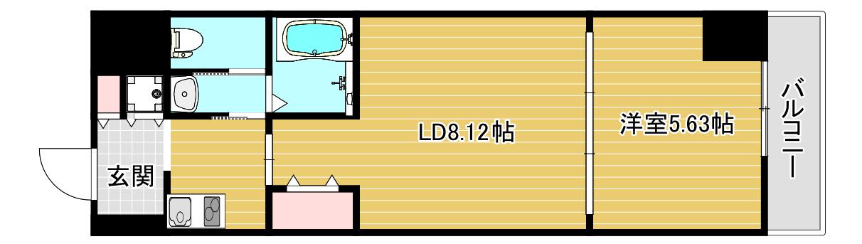 ル・パピヨンBC(1LDK/8階)の間取り写真