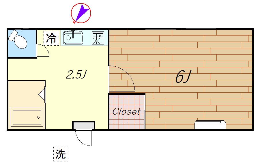メゾンタカオ(1K/1階)の間取り写真