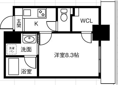 タウンライフ内山(1K/8階)の間取り写真