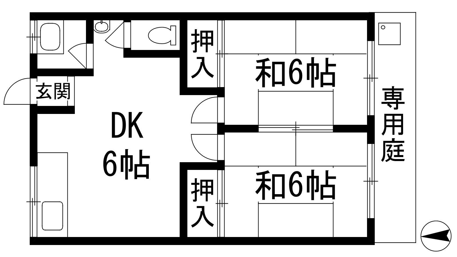 大地ハイツ(2DK/1階)の間取り写真