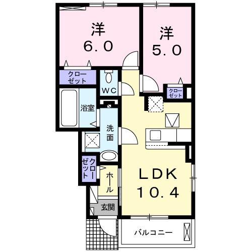 フィオーレ つつみ III(2LDK/1階)の間取り写真