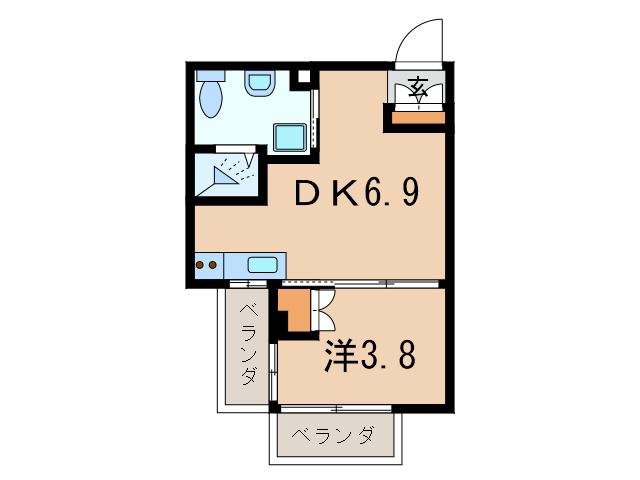 ヴィッラ・オペラ(1DK/2階)の間取り写真